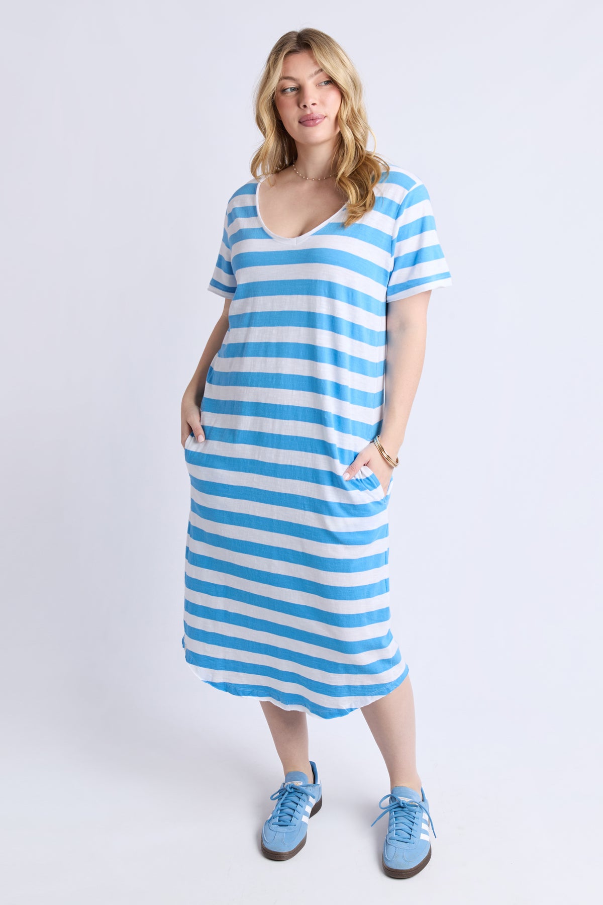 Maeve Midi Dress Blue/White Stripe