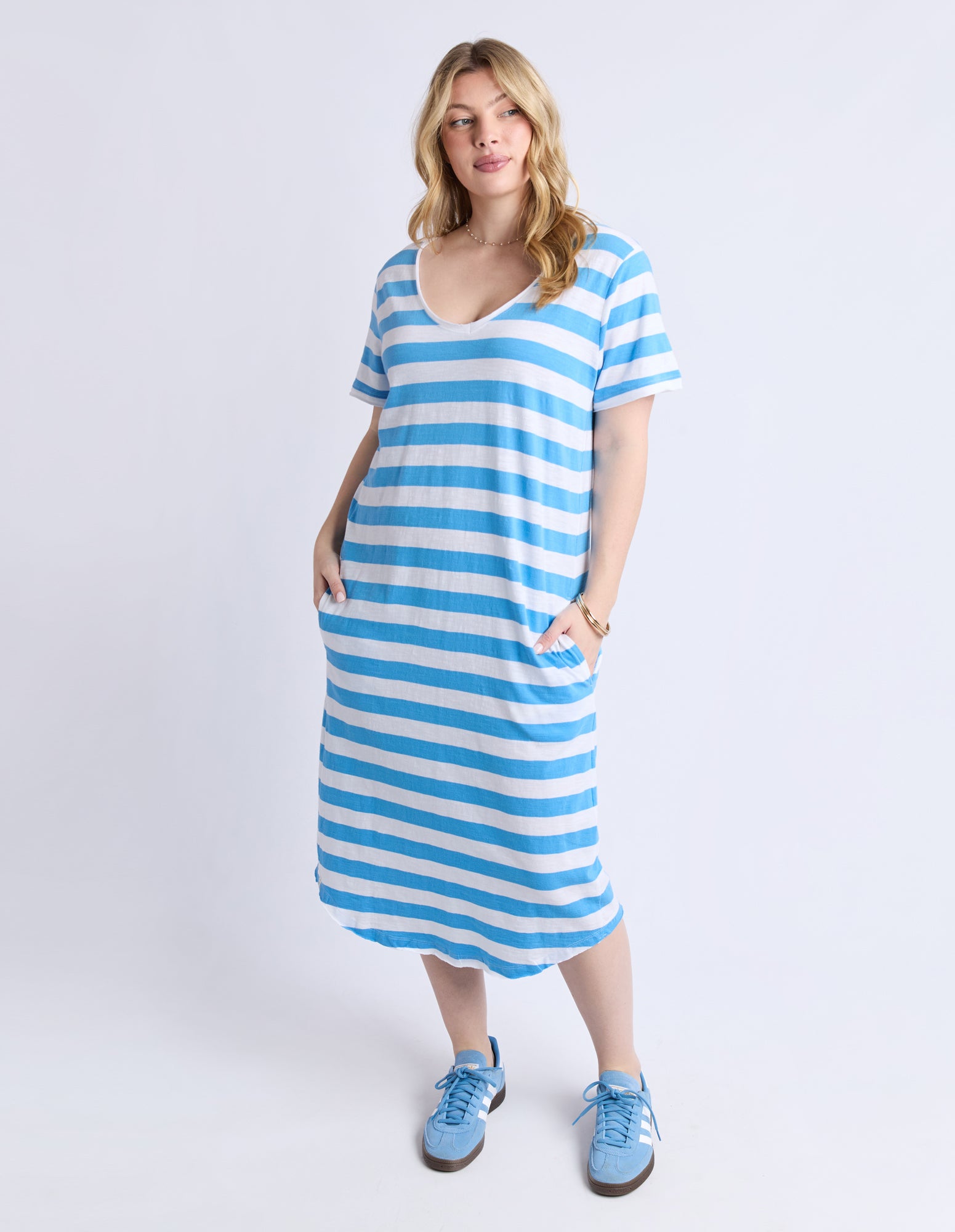 Maeve Midi Dress Blue/White Stripe