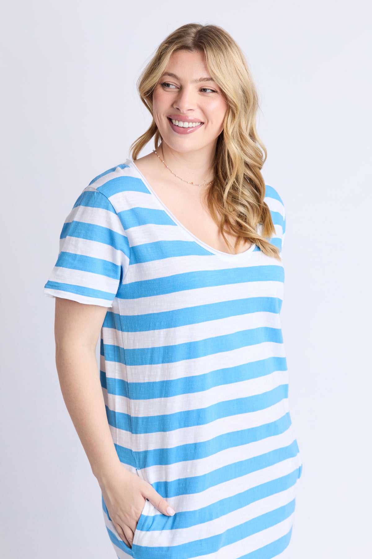 Maeve Midi Dress Blue/White Stripe
