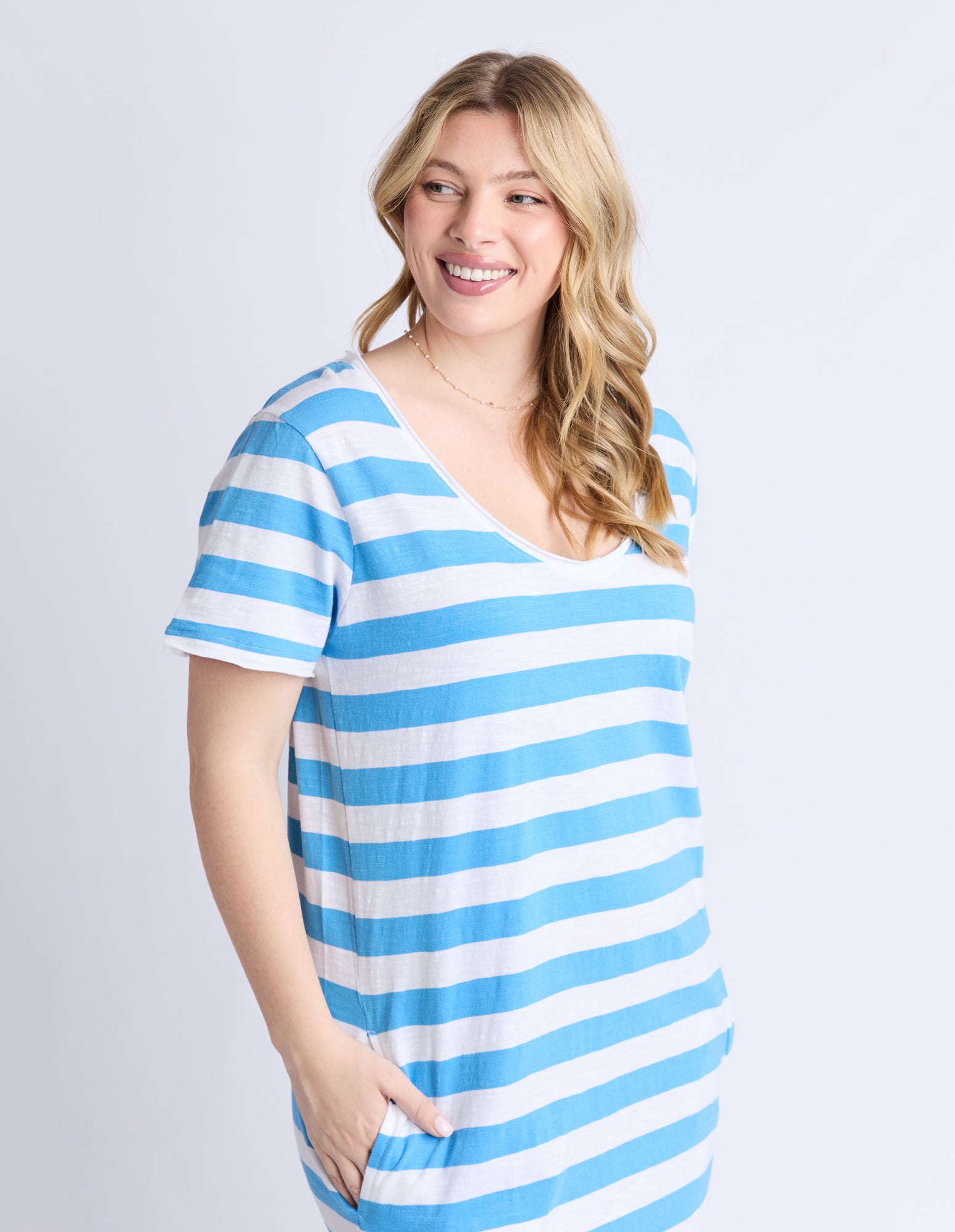 Maeve Midi Dress Blue/White Stripe