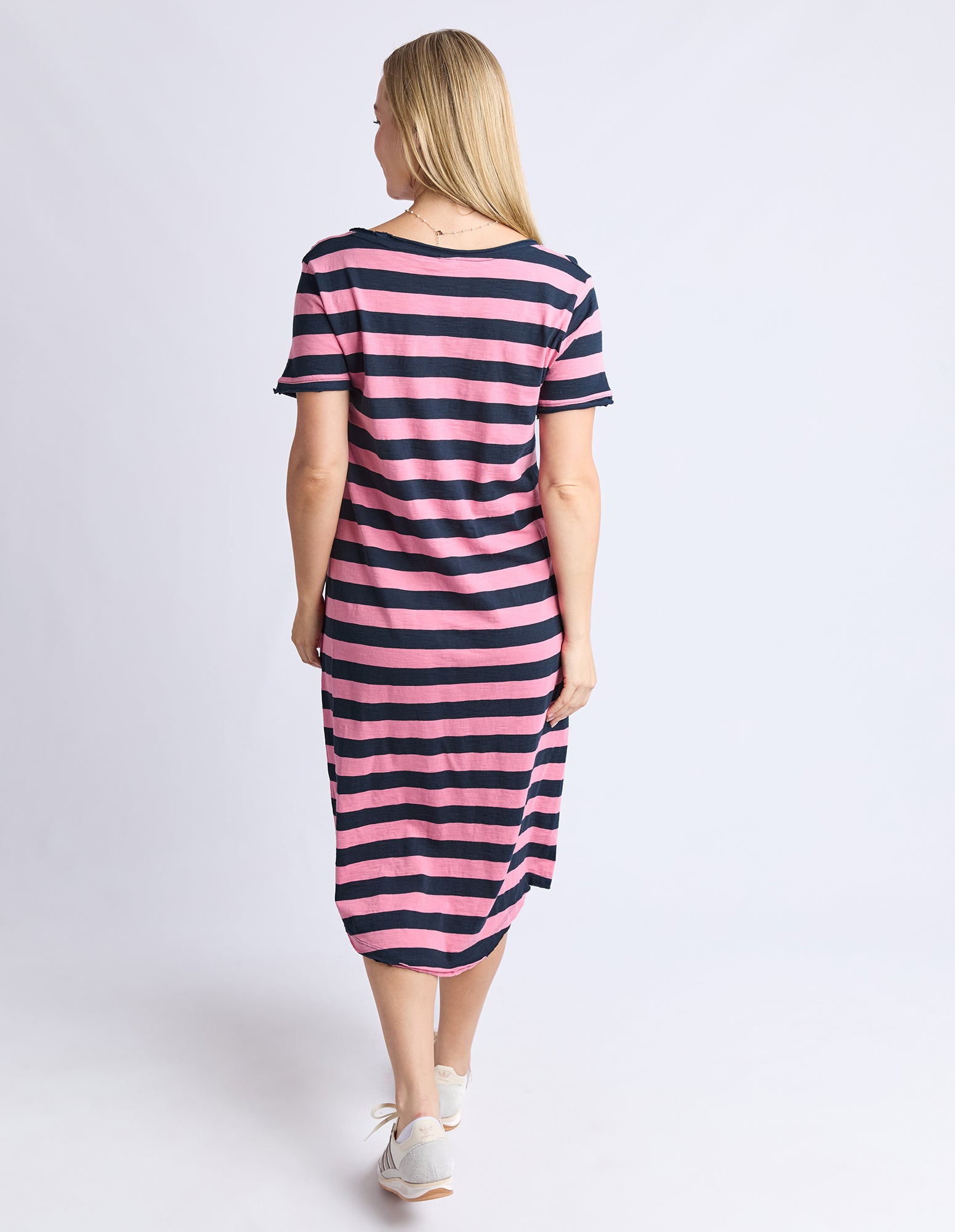 Maeve Midi Dress - Stripe Rose & Navy Str