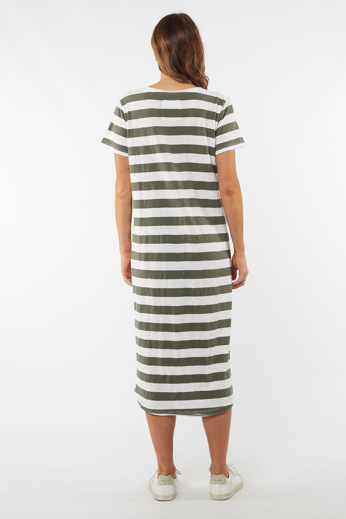 Maeve Midi Dress   Stripe Khaki