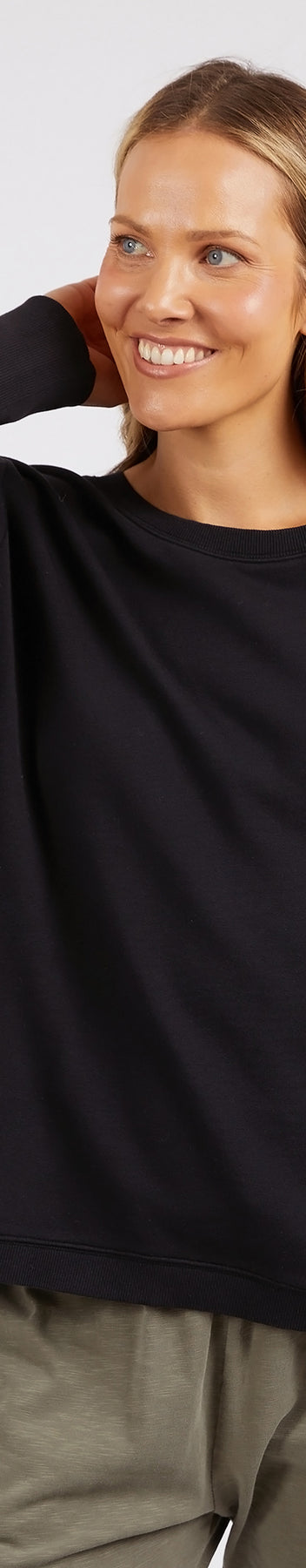 Divine Black Cotton Crew Sweatshirt