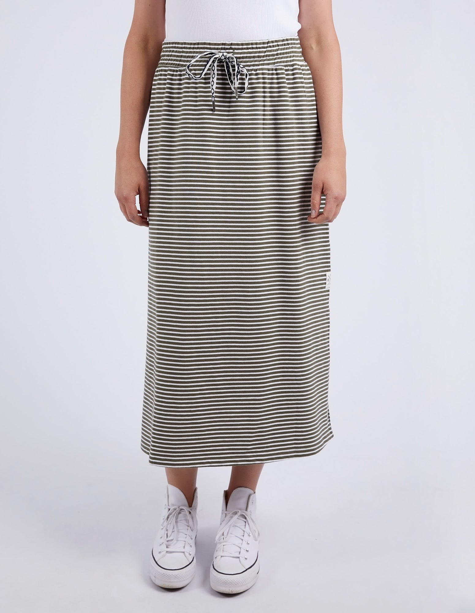 Travel Skirt Khaki & White Stripe