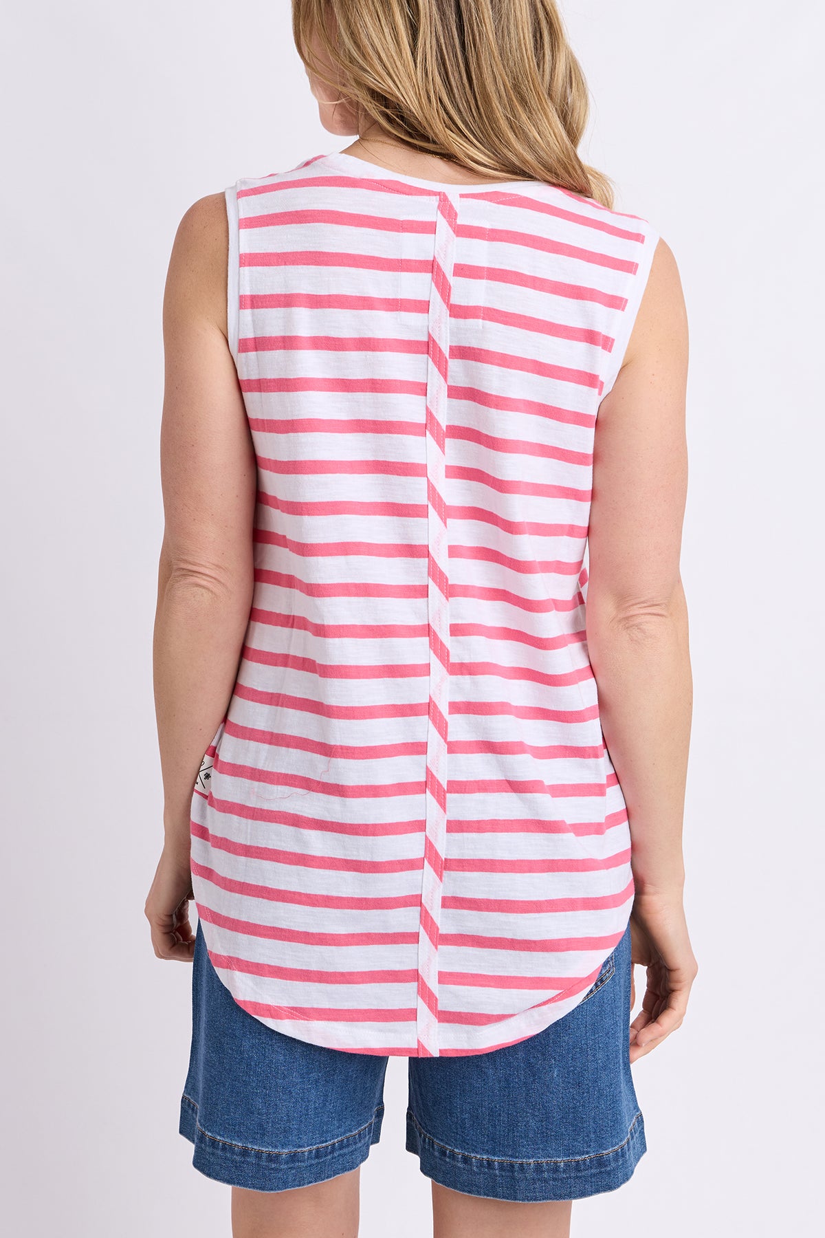 Scoop Tank Stripe White/Pink Lemonade