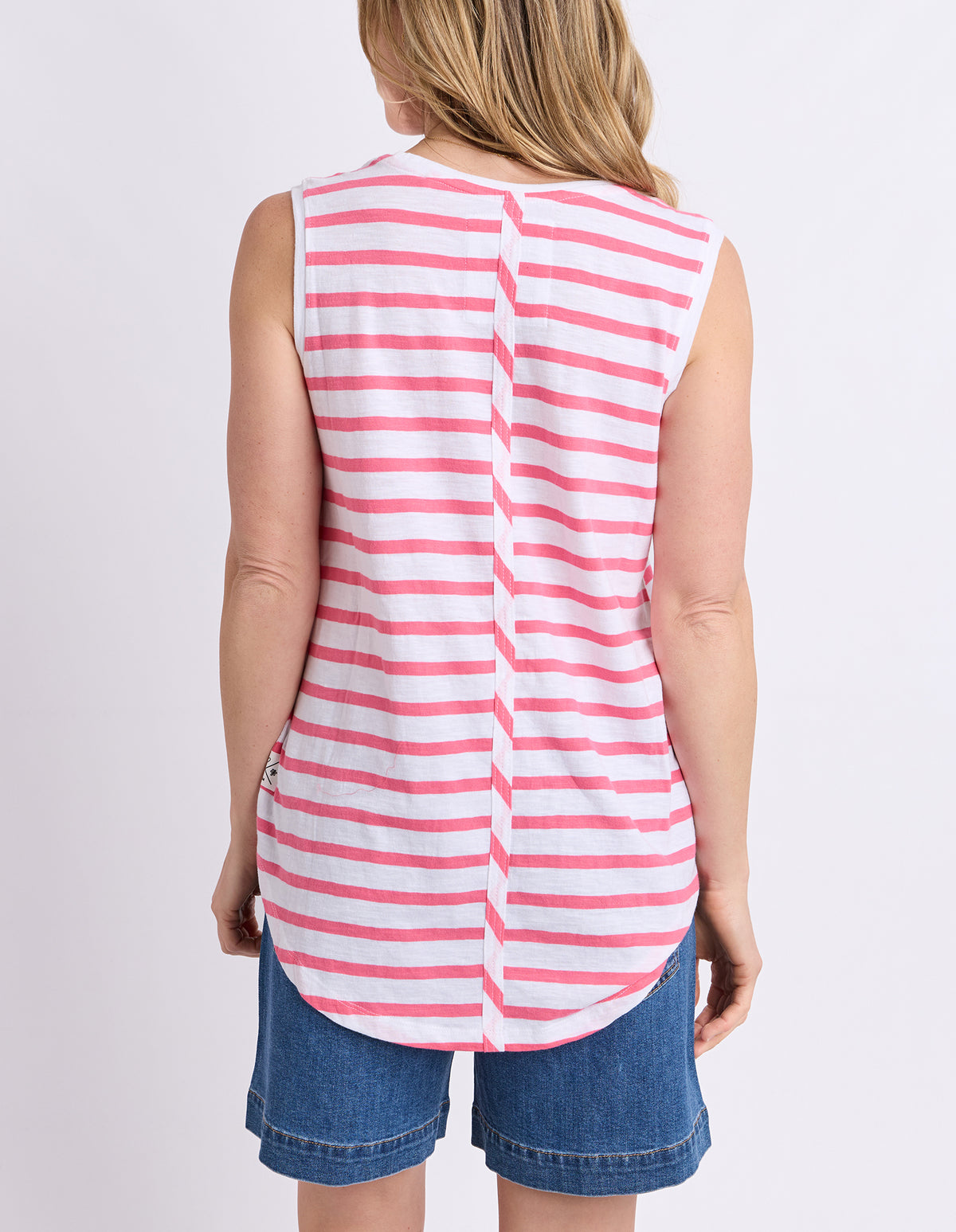 Scoop Tank Stripe White/Pink Lemonade