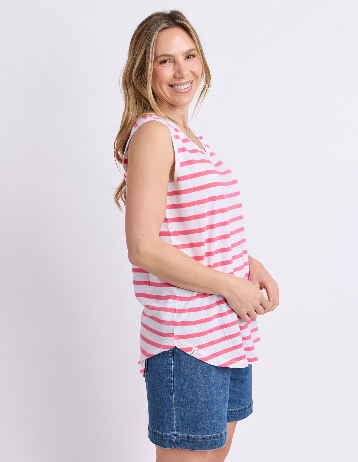 Scoop Tank Stripe White/Pink Lemonade