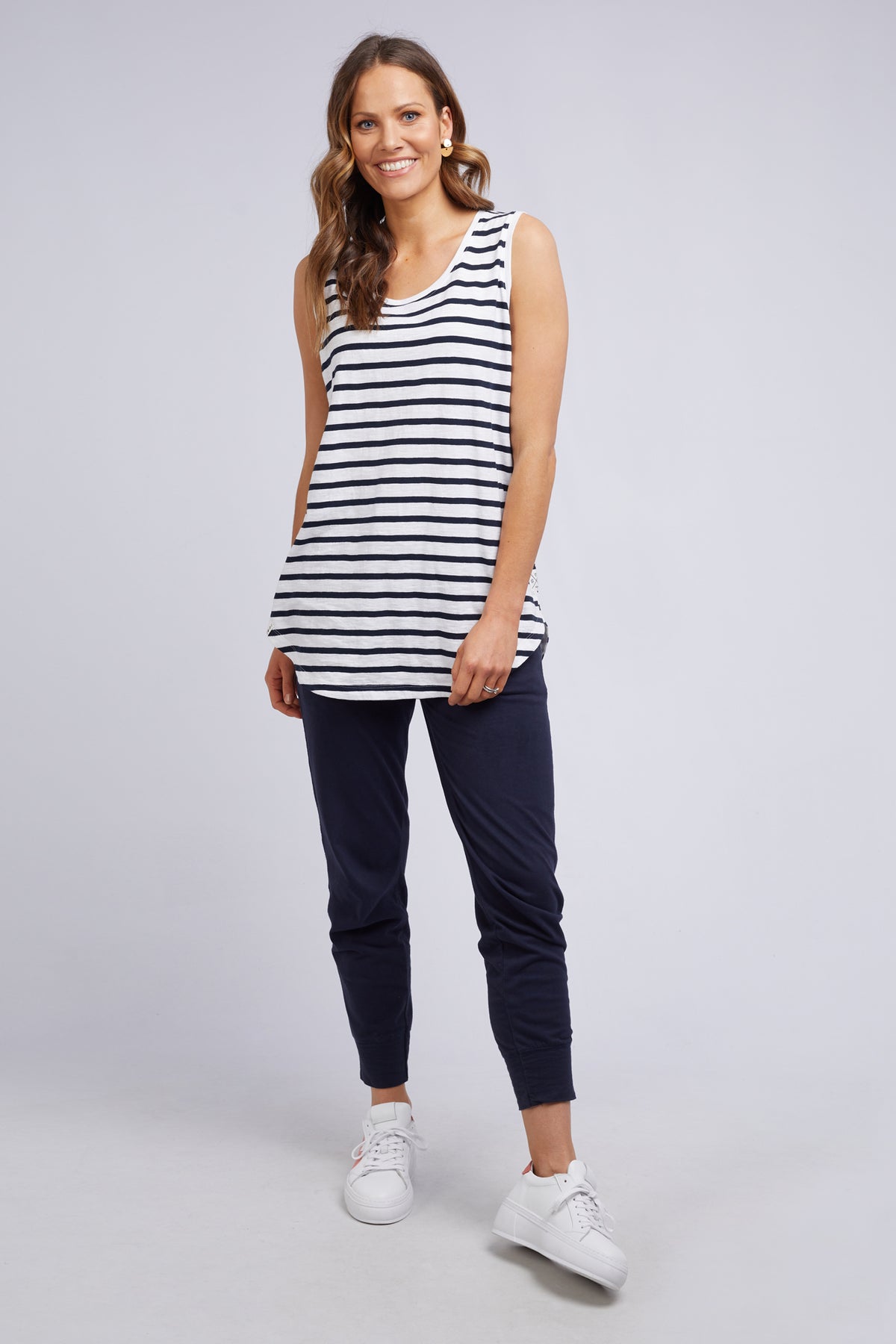 Scoop Tank White & Navy Stripe