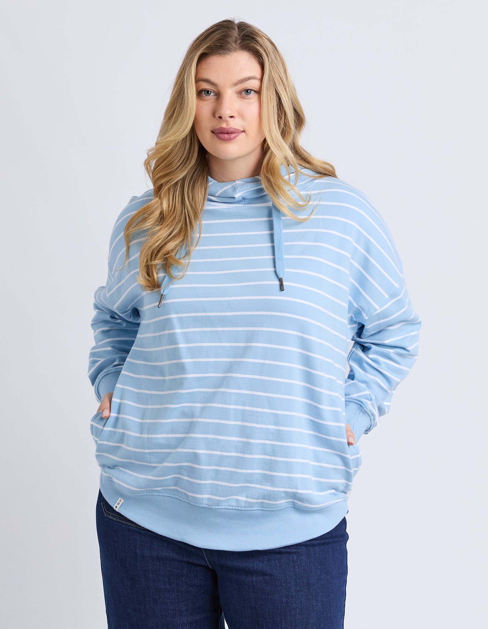 Lounger Scoop Hoodie Light Blue/White Stripe