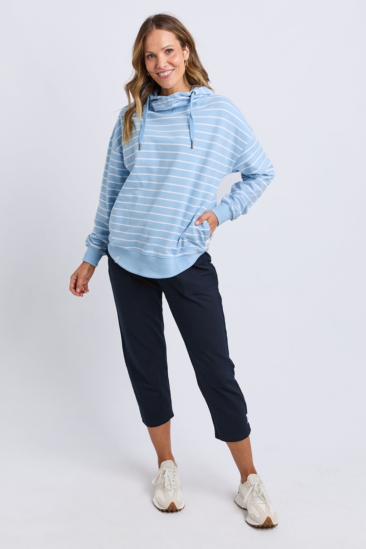 Lounger Scoop Hoodie Light Blue/White Stripe