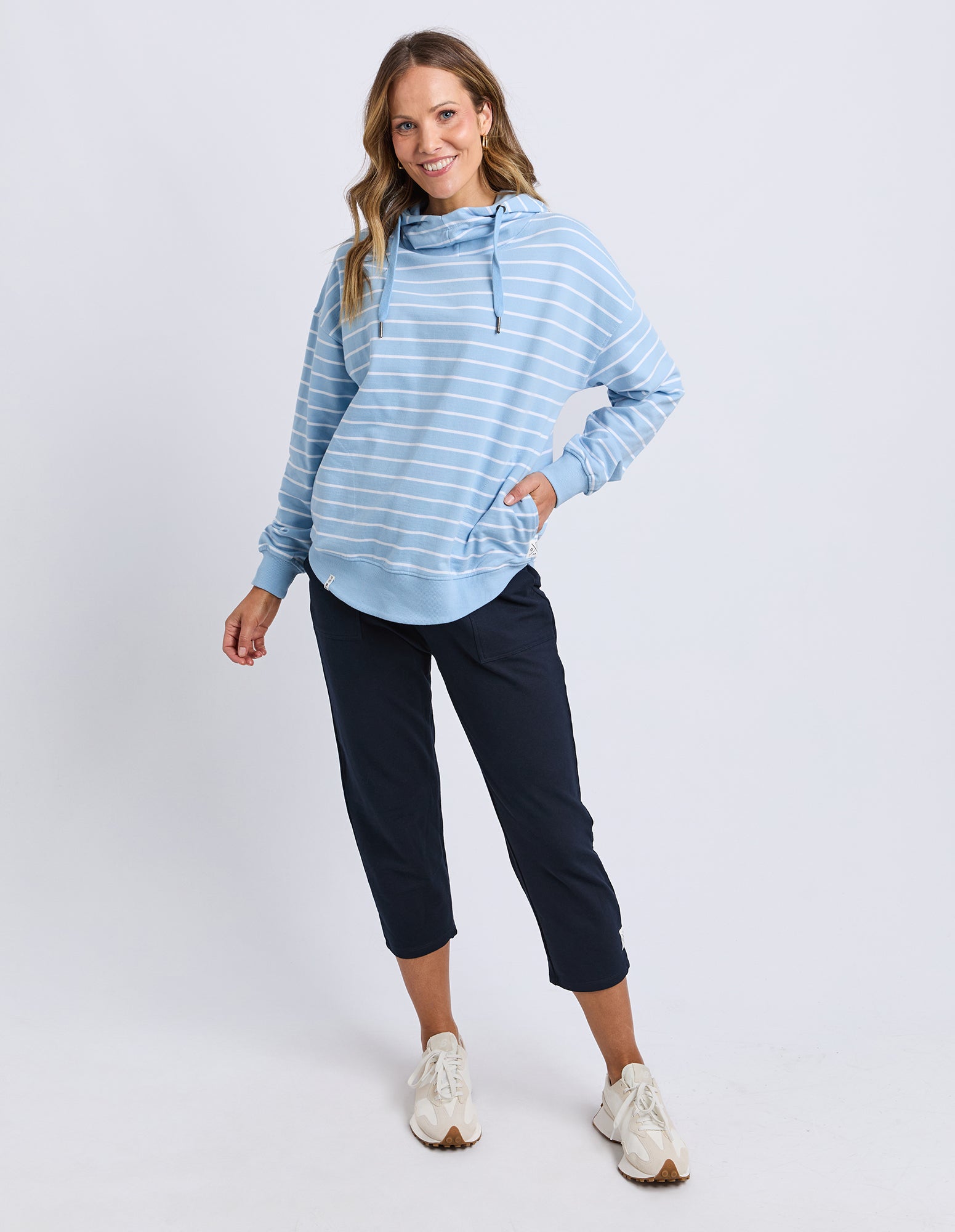 Lounger Scoop Hoodie Light Blue/White Stripe