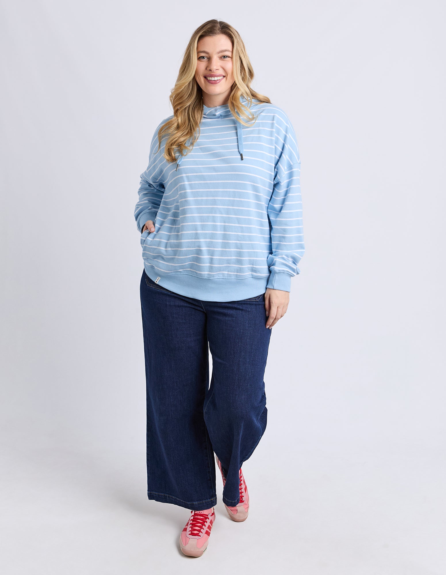 Lounger Scoop Hoodie Light Blue/White Stripe