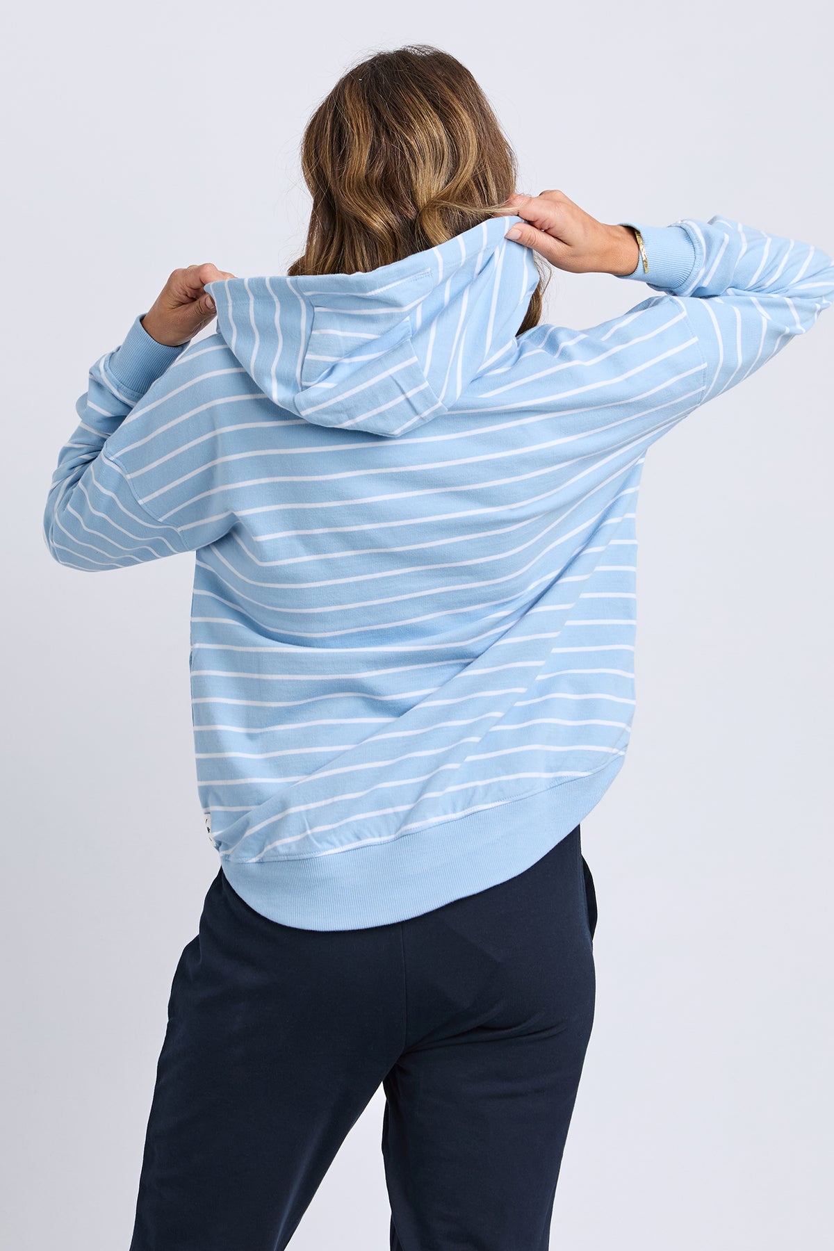 Lounger Scoop Hoodie Light Blue/White Stripe