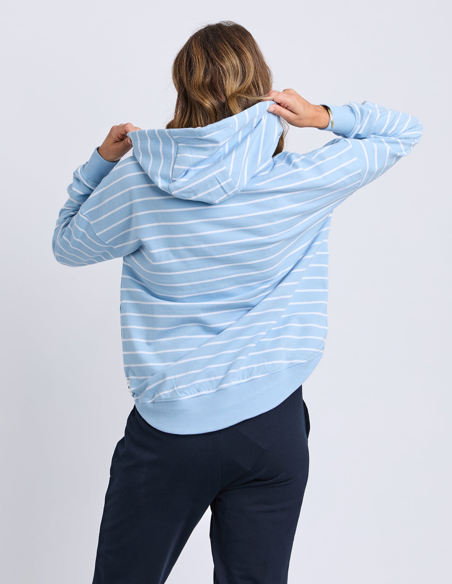 Lounger Scoop Hoodie Light Blue/White Stripe