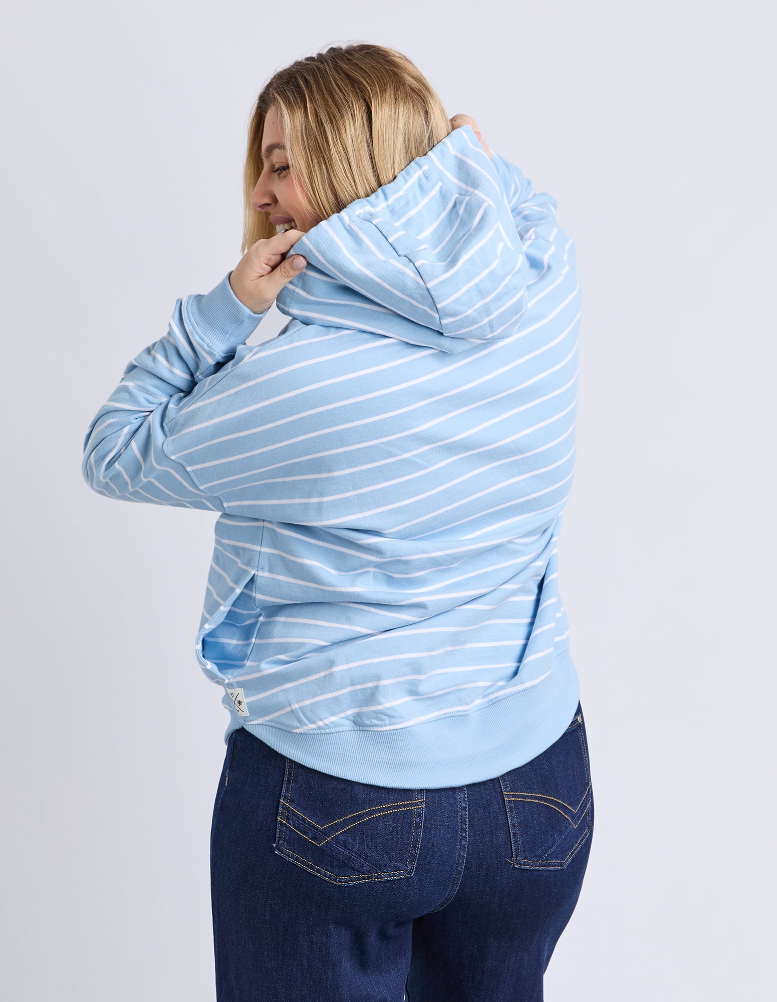 Lounger Scoop Hoodie Light Blue/White Stripe