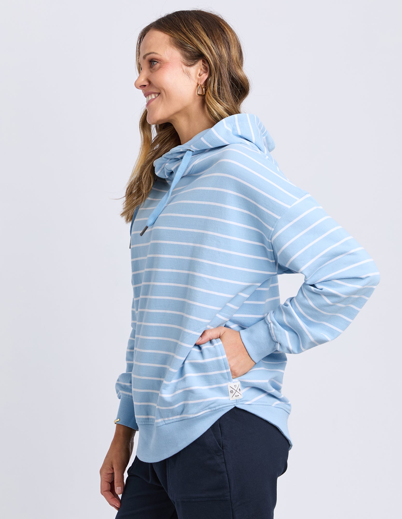 Lounger Scoop Hoodie Light Blue/White Stripe