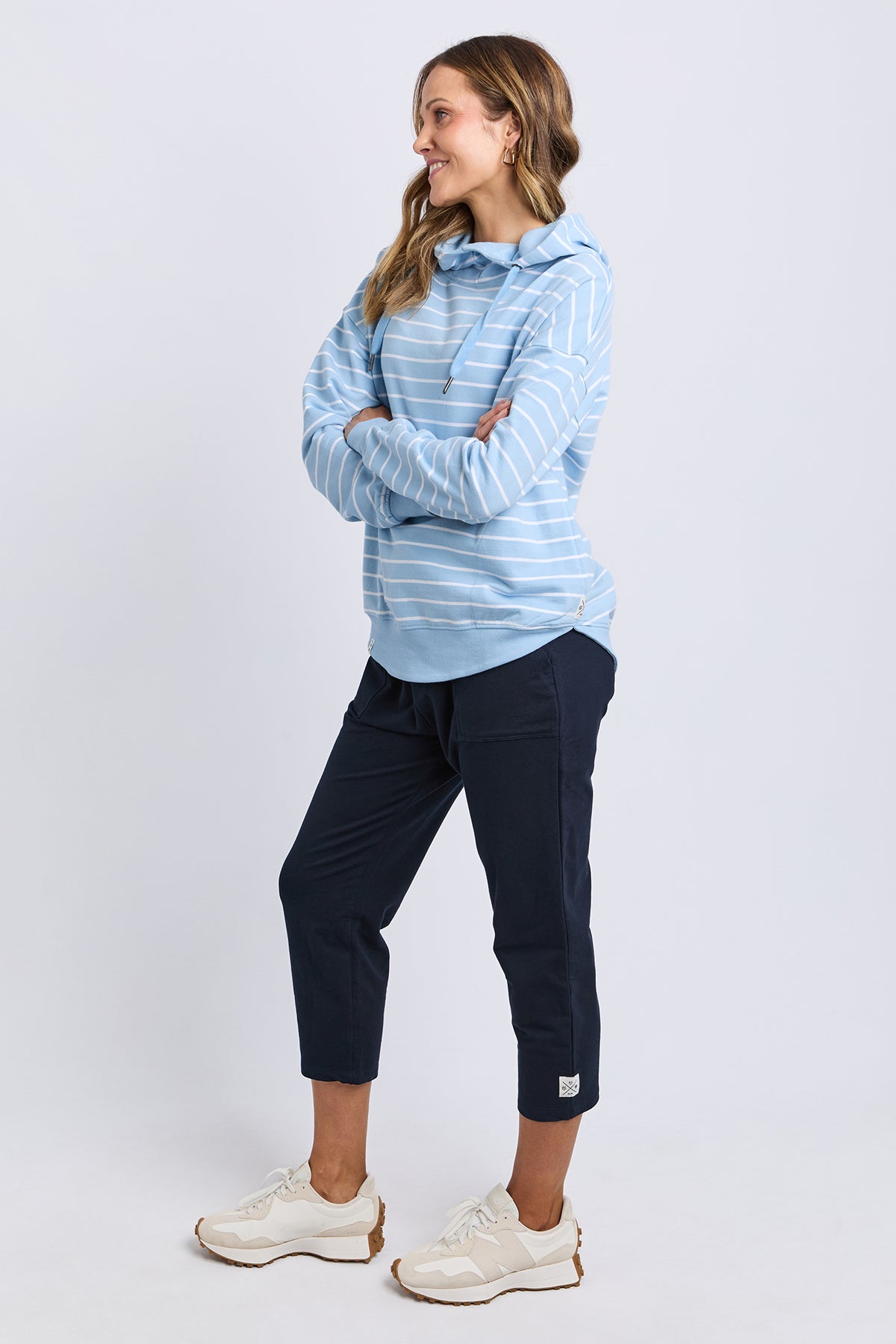 Lounger Scoop Hoodie Light Blue/White Stripe
