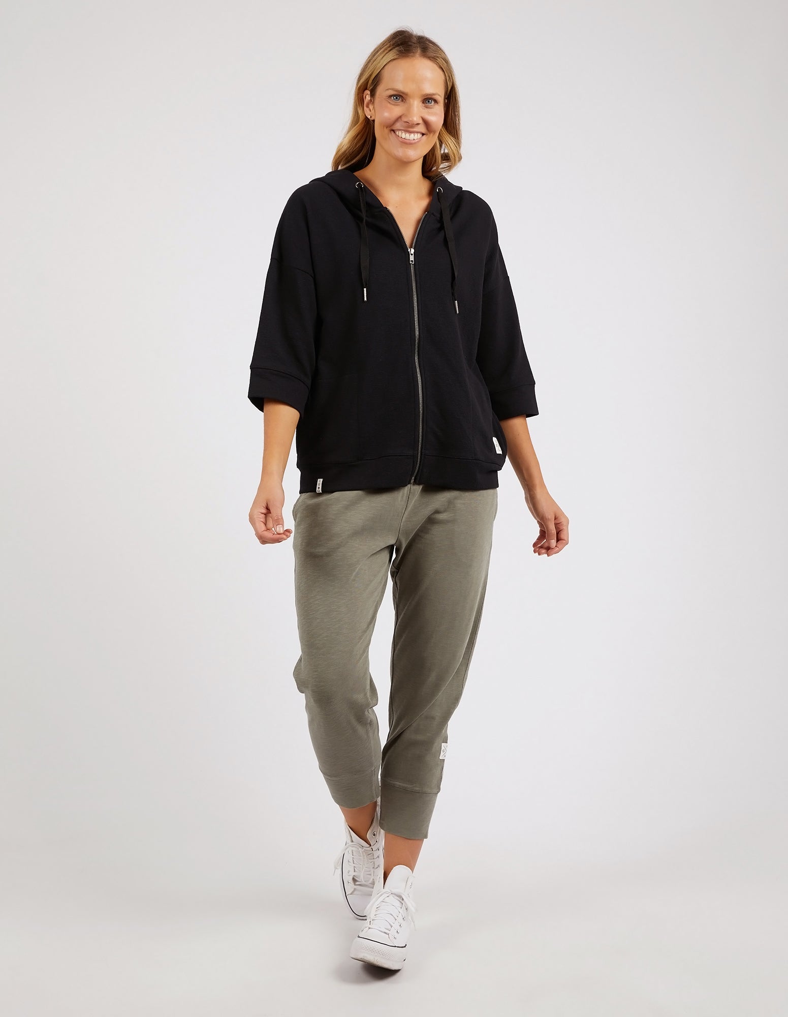Beachy Zip Hoodie Black