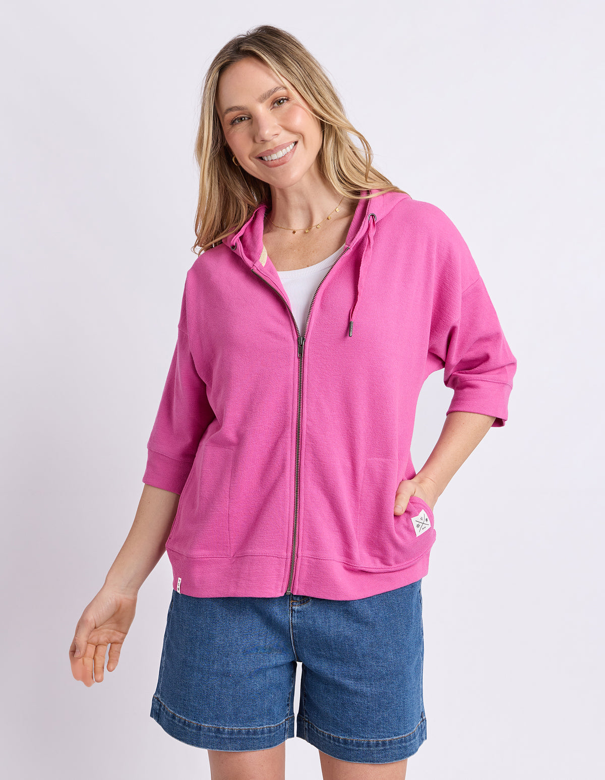 Beachy Zip Hoodie Magenta