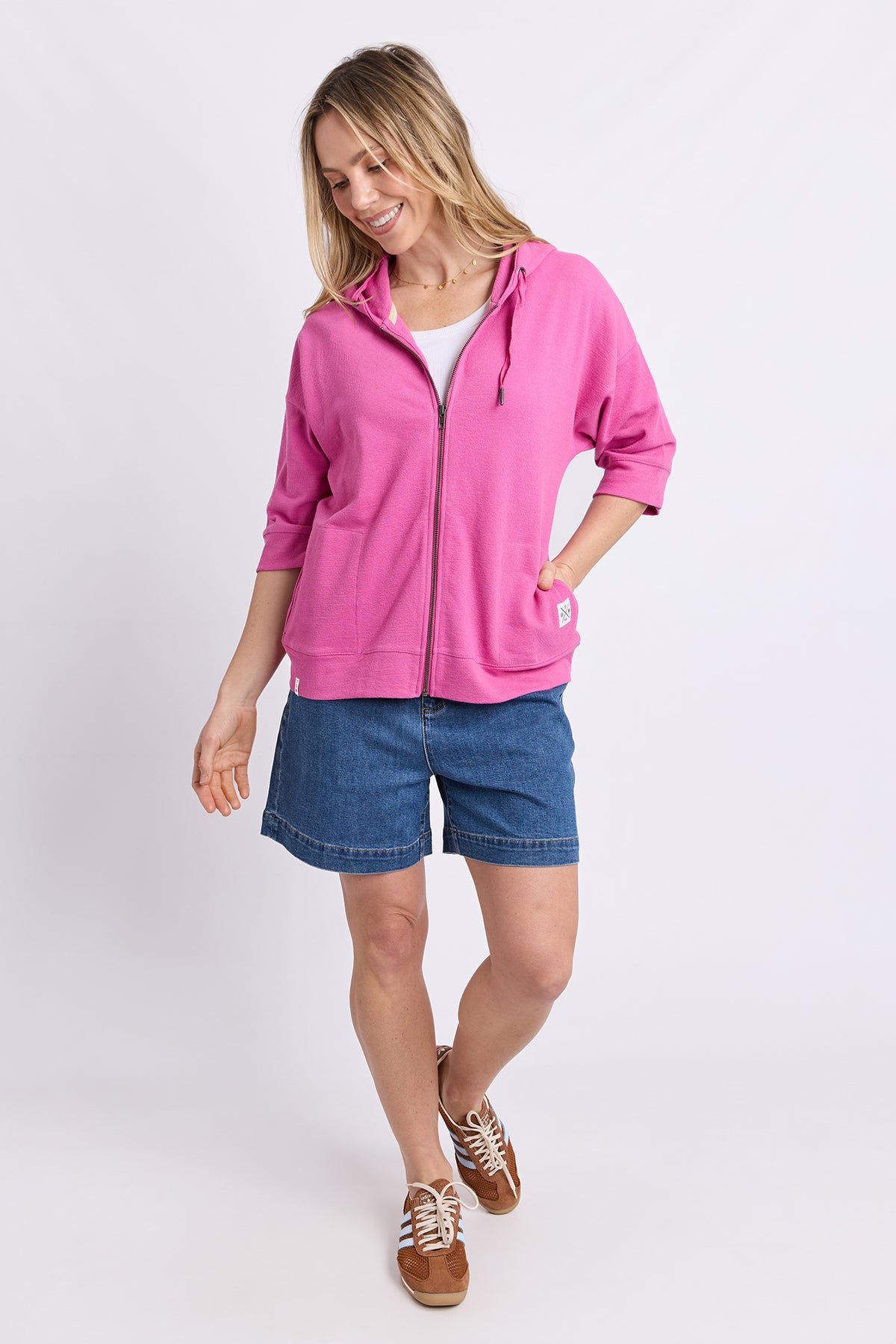 Beachy Zip Hoodie Magenta