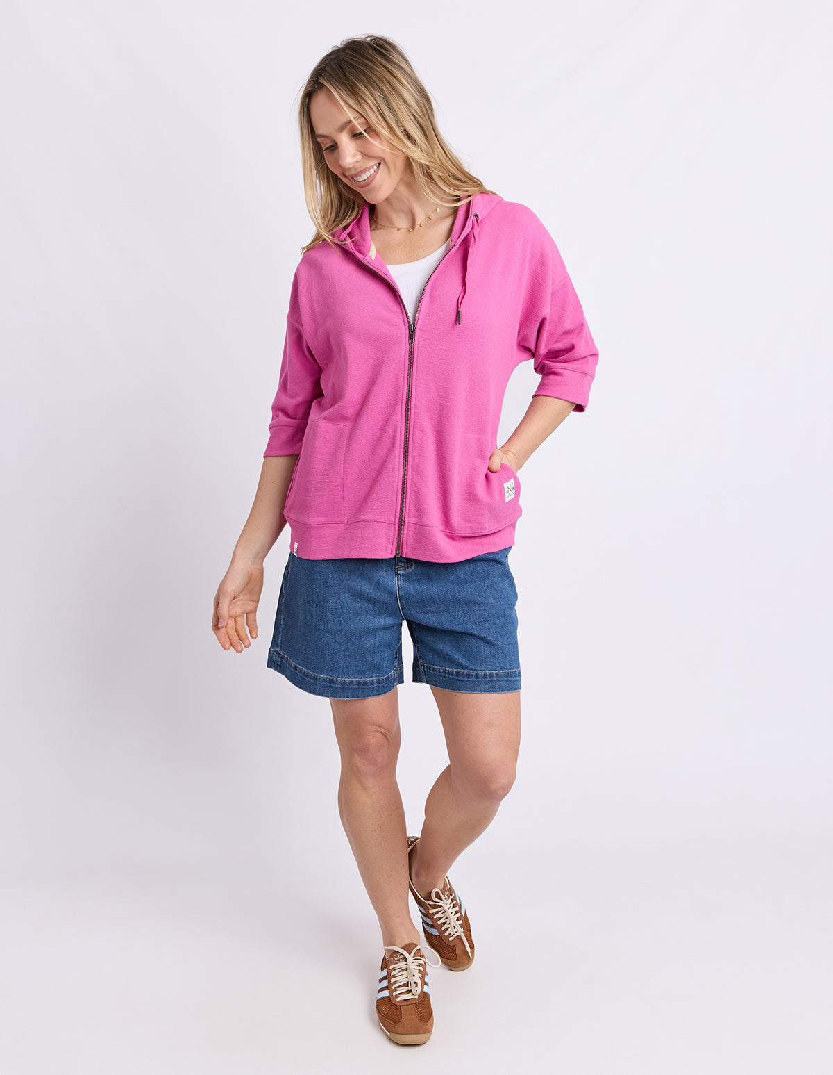 Beachy Zip Hoodie Magenta