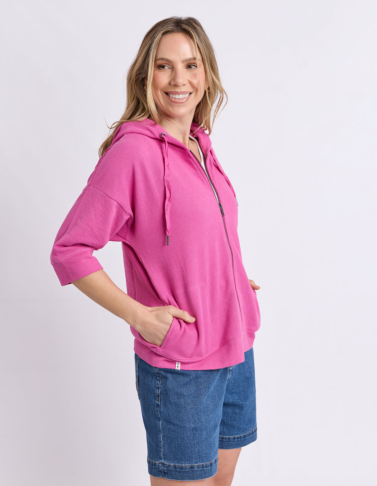 Beachy Zip Hoodie Magenta