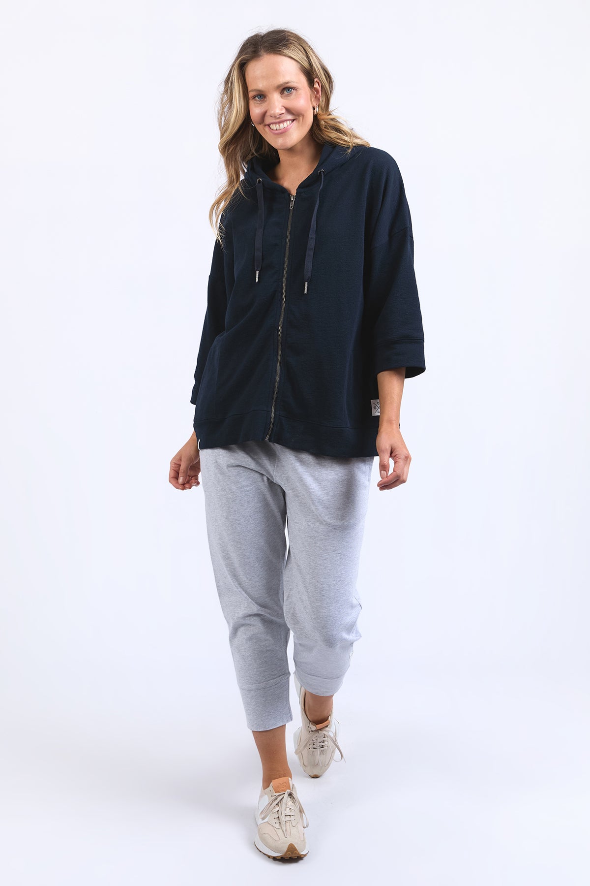 Beachy Zip Hoodie Navy