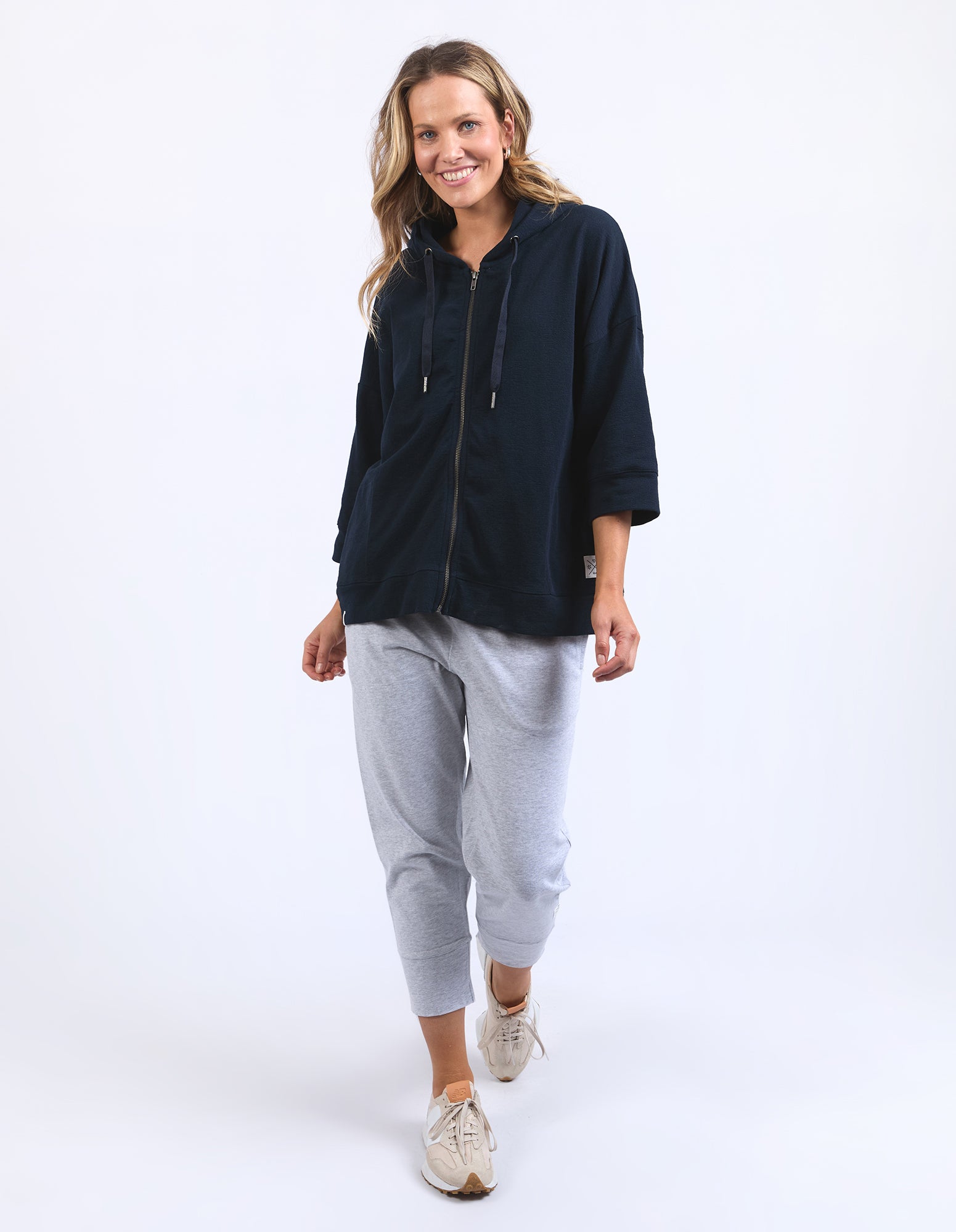 Beachy Zip Hoodie Navy