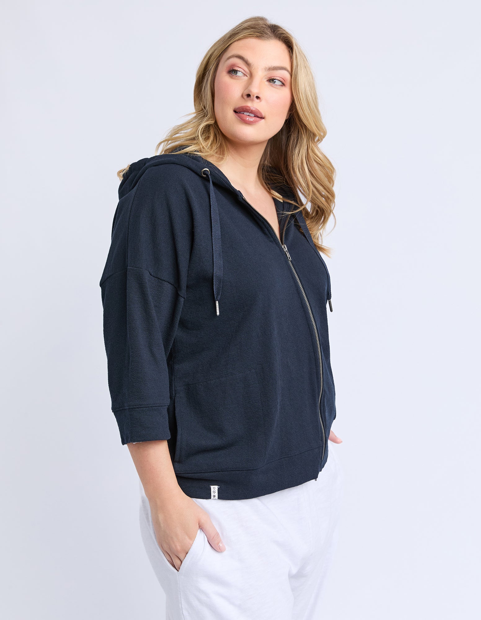 Beachy Zip Hoodie Navy