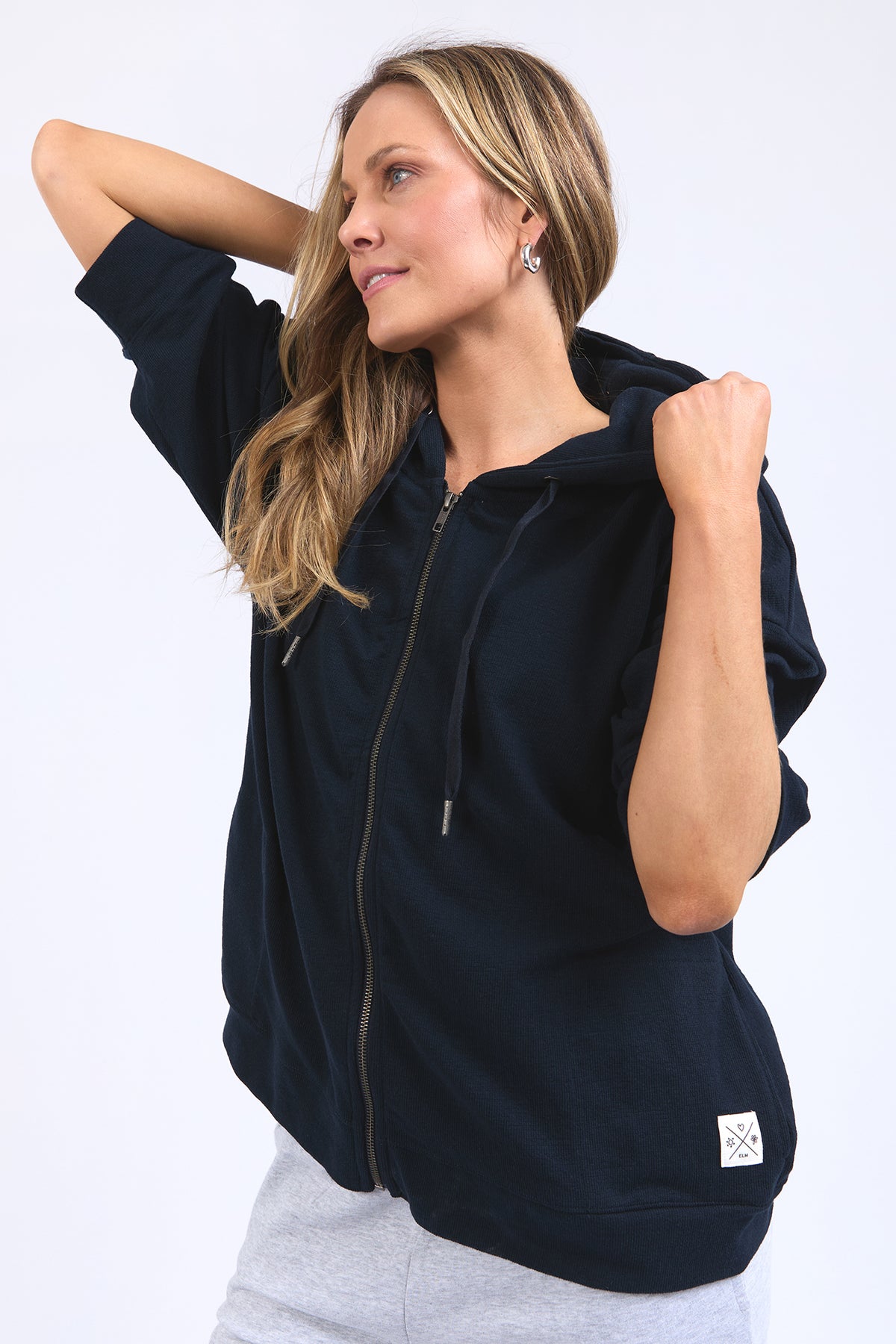 Beachy Zip Hoodie Navy