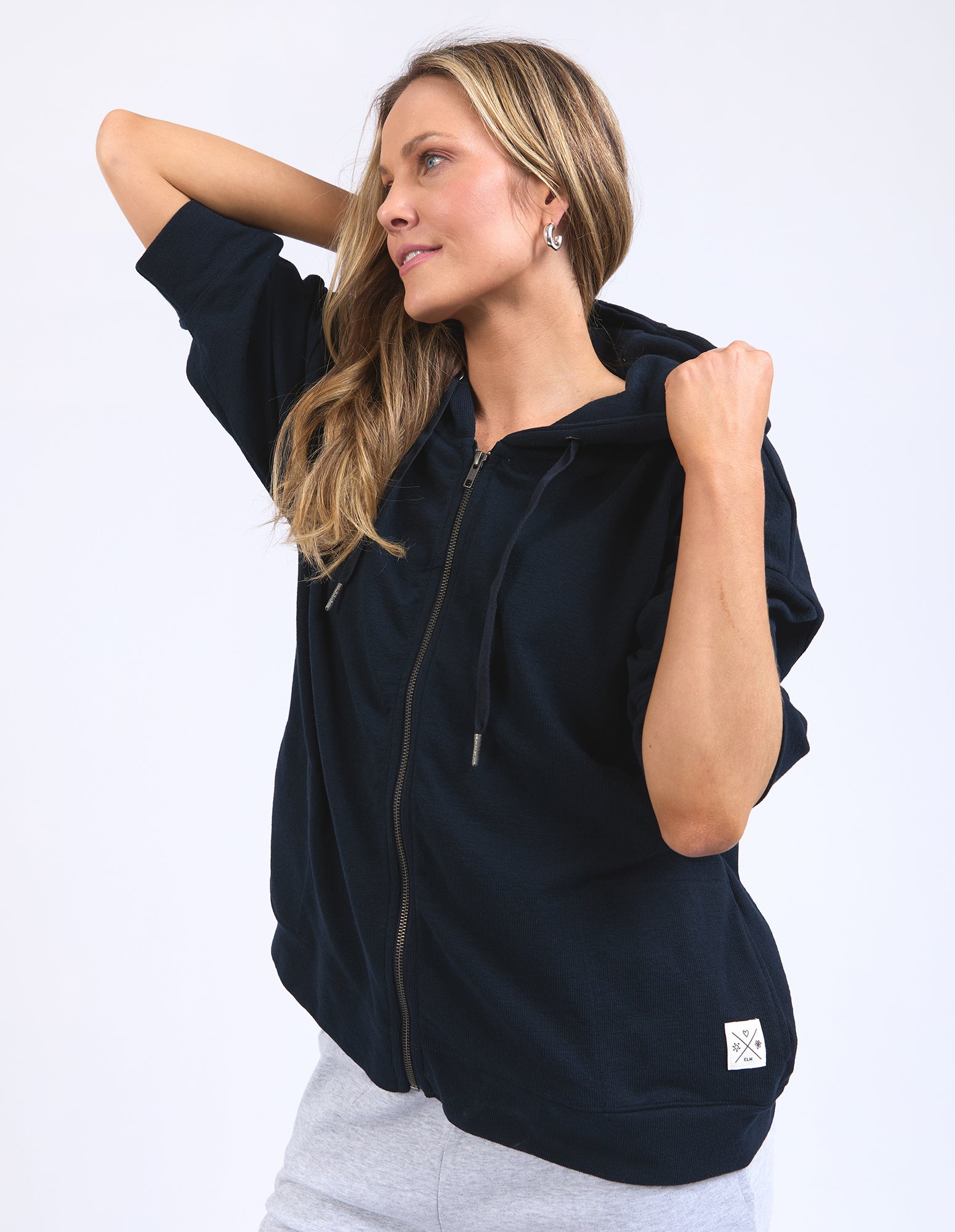 Beachy Zip Hoodie Navy