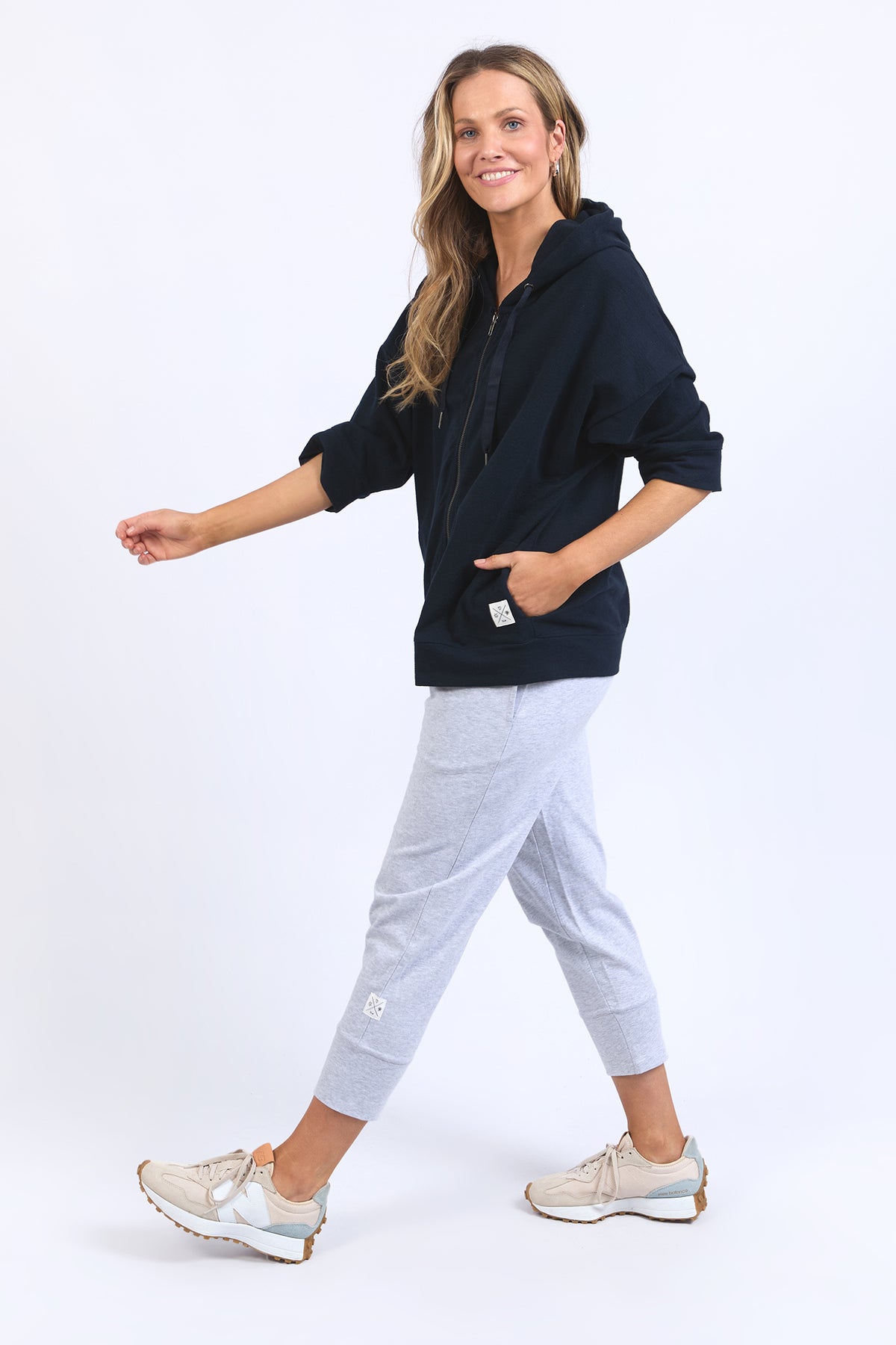 Beachy Zip Hoodie Navy