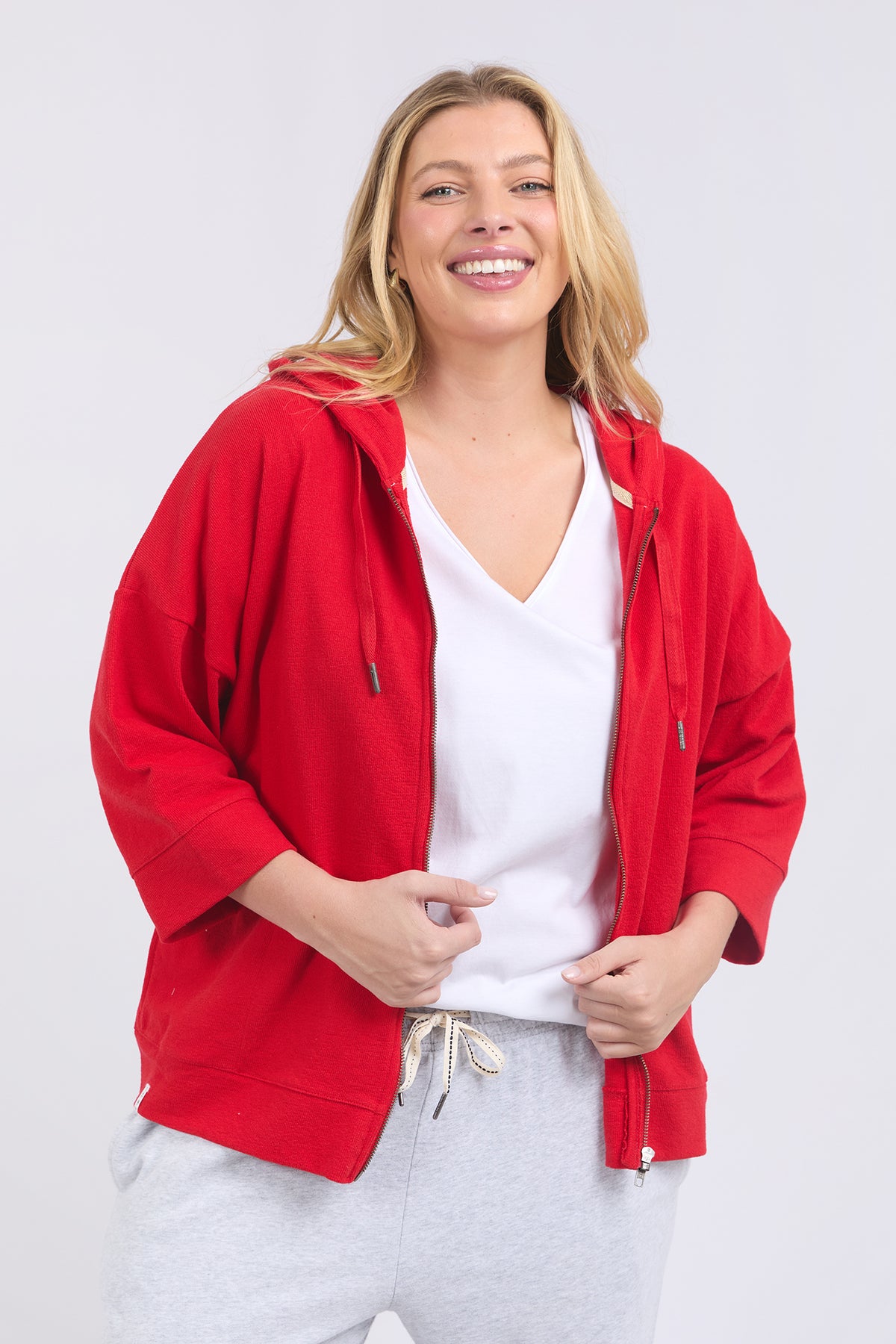 Beachy Zip Hoodie Poppy