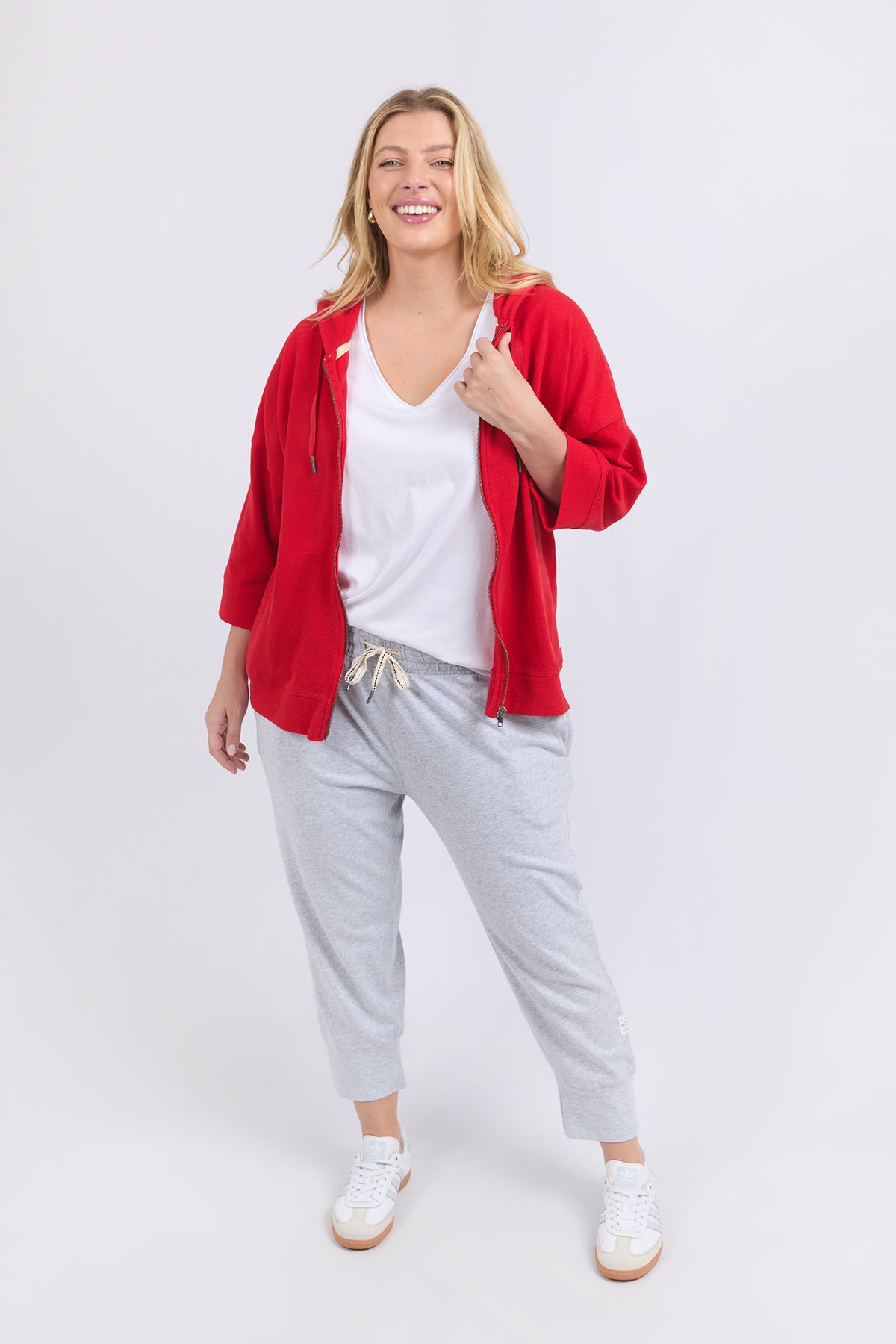 Beachy Zip Hoodie Poppy