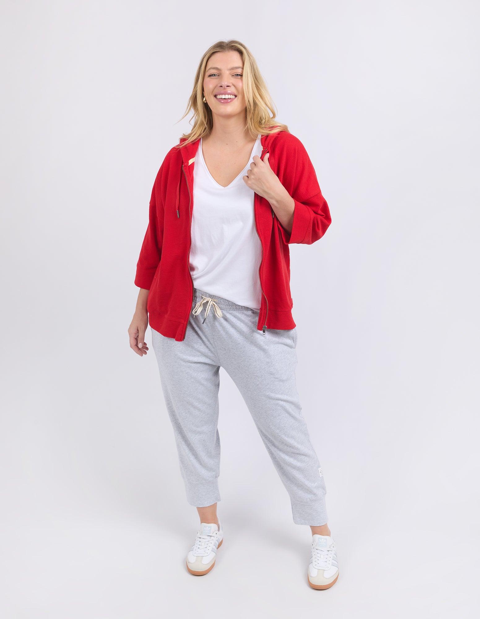 Beachy Zip Hoodie Poppy