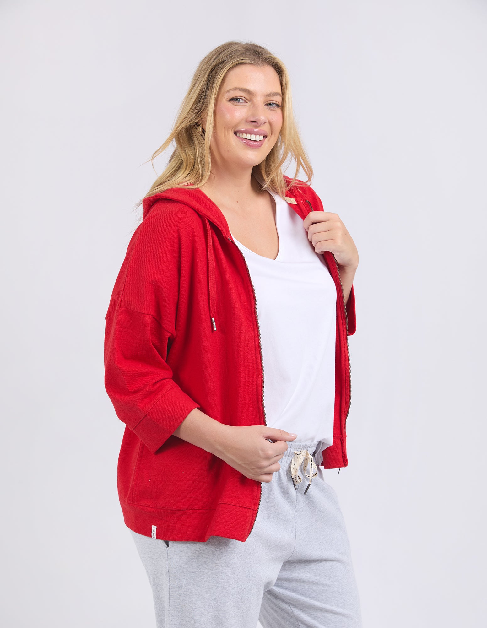 Beachy Zip Hoodie Poppy