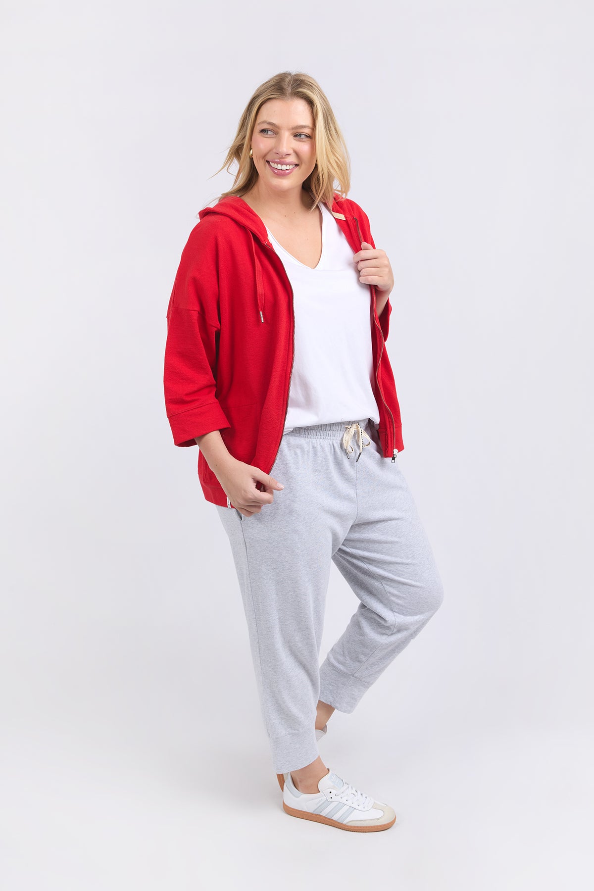 Beachy Zip Hoodie Poppy