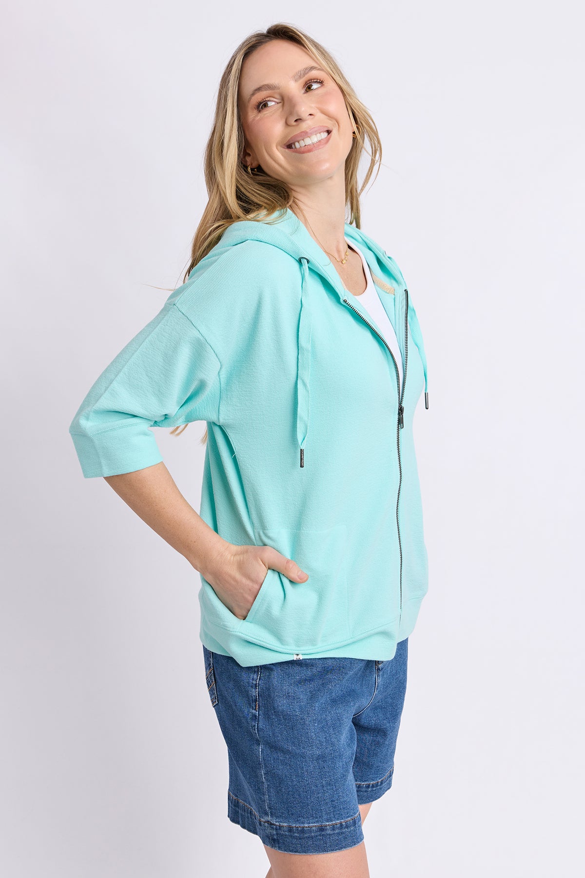 Beachy Zip Hoodie Tonic Blue