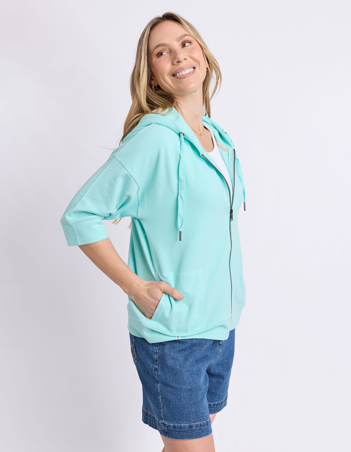 Beachy Zip Hoodie Tonic Blue