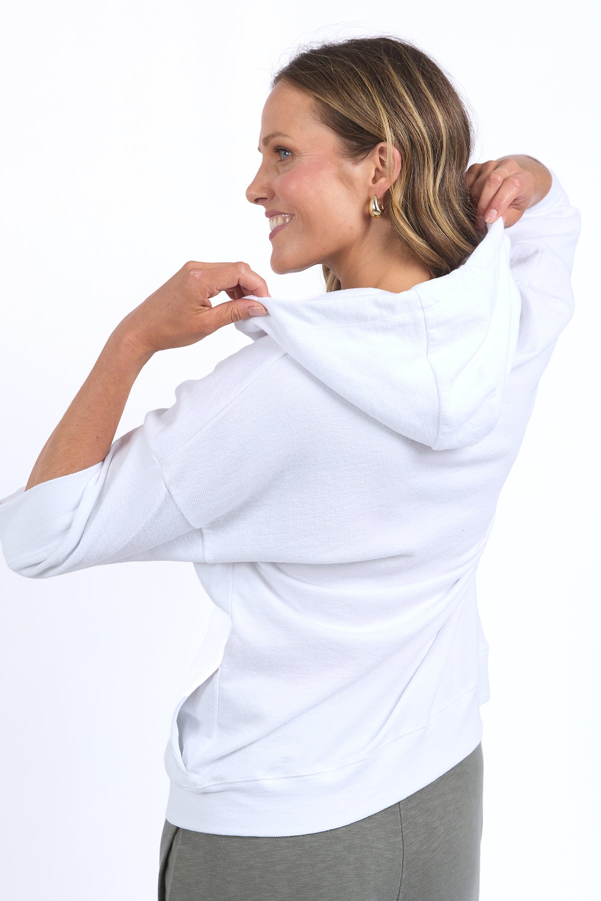 Beachy Zip Hoodie White