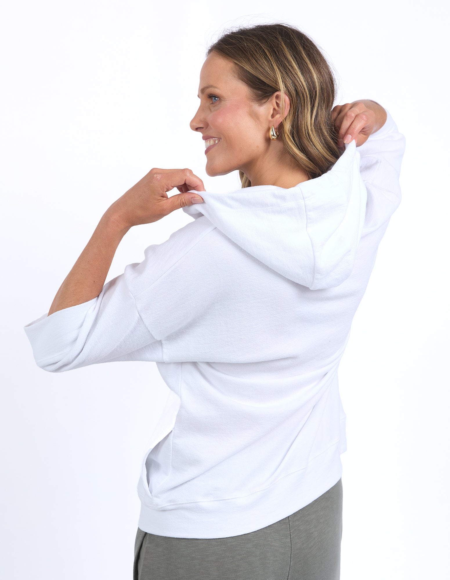 Beachy Zip Hoodie White