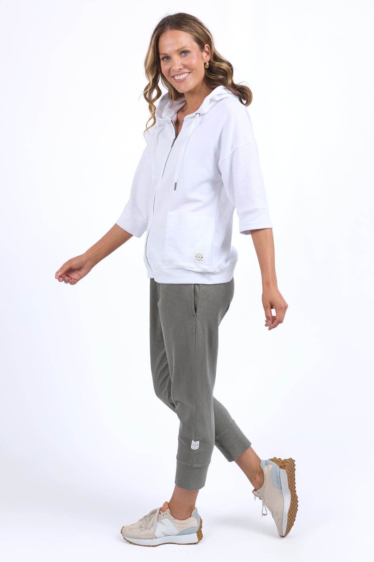 Beachy Zip Hoodie White