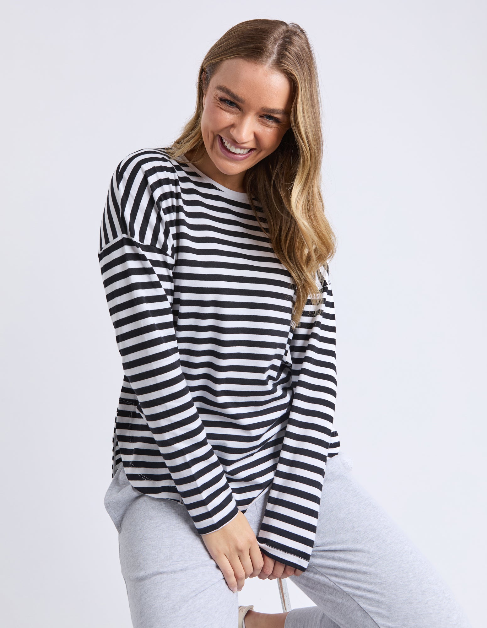 Lauren Long Sleeve Black & White Stripe
