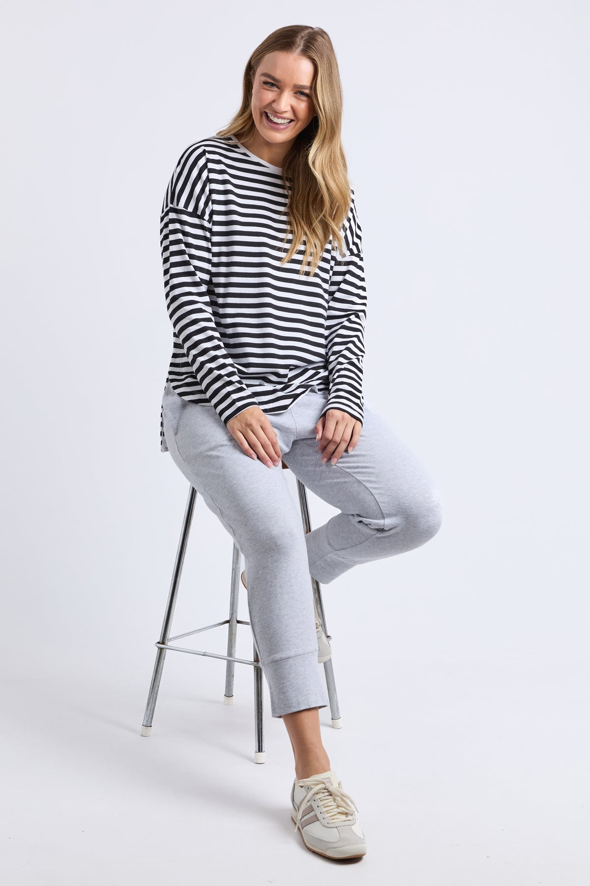 Lauren Long Sleeve Black & White Stripe