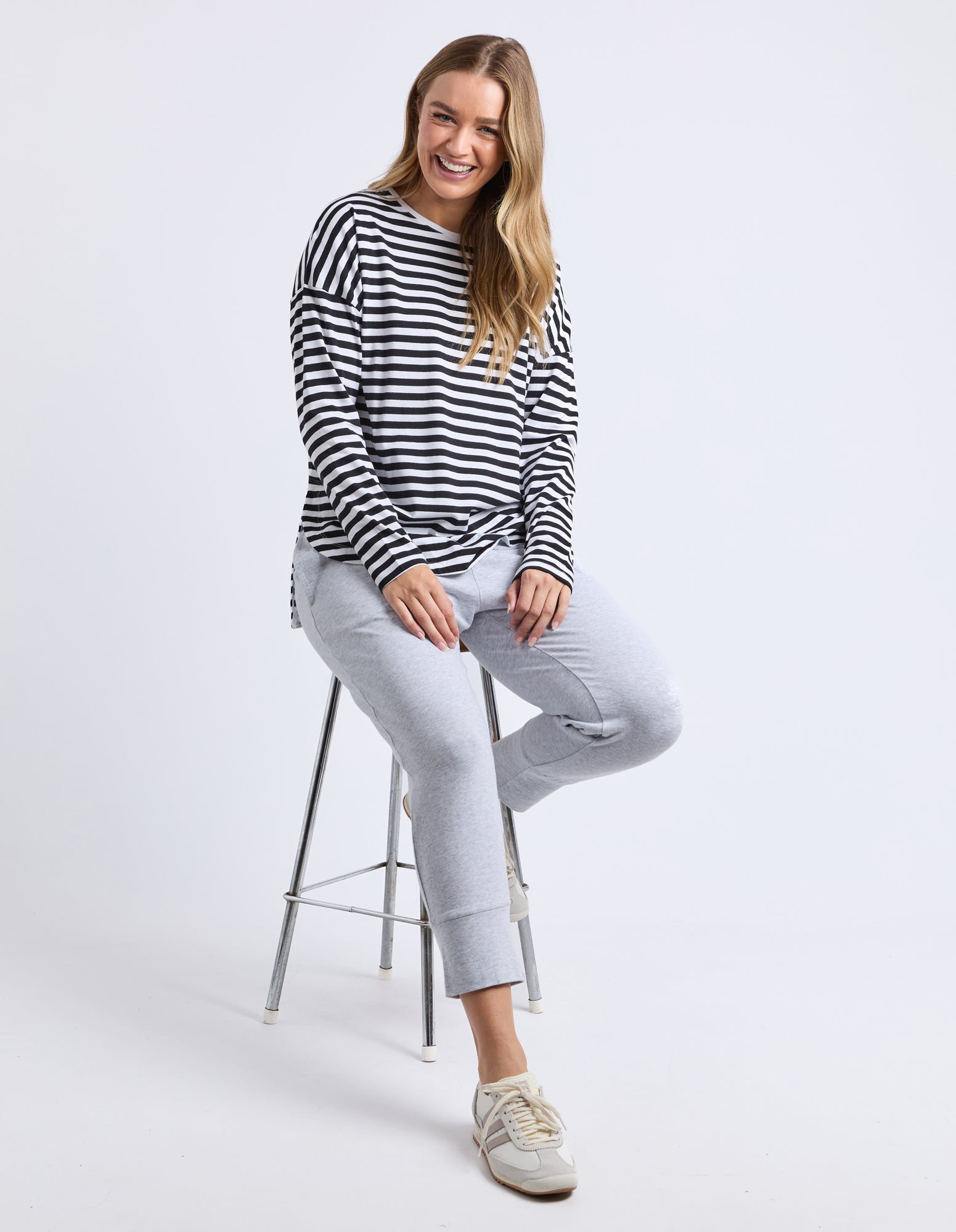 Lauren Long Sleeve Black & White Stripe