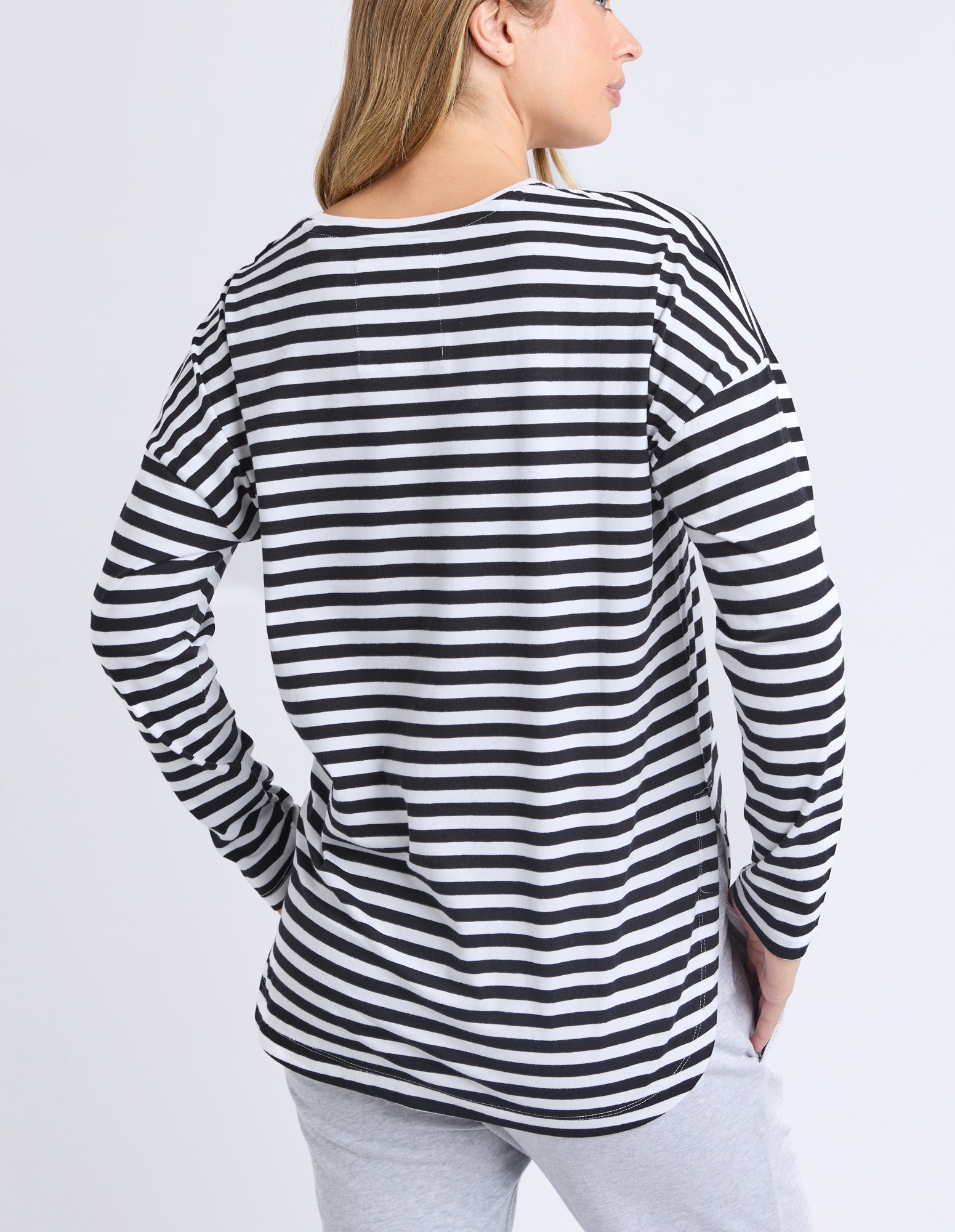 Lauren Long Sleeve Black & White Stripe