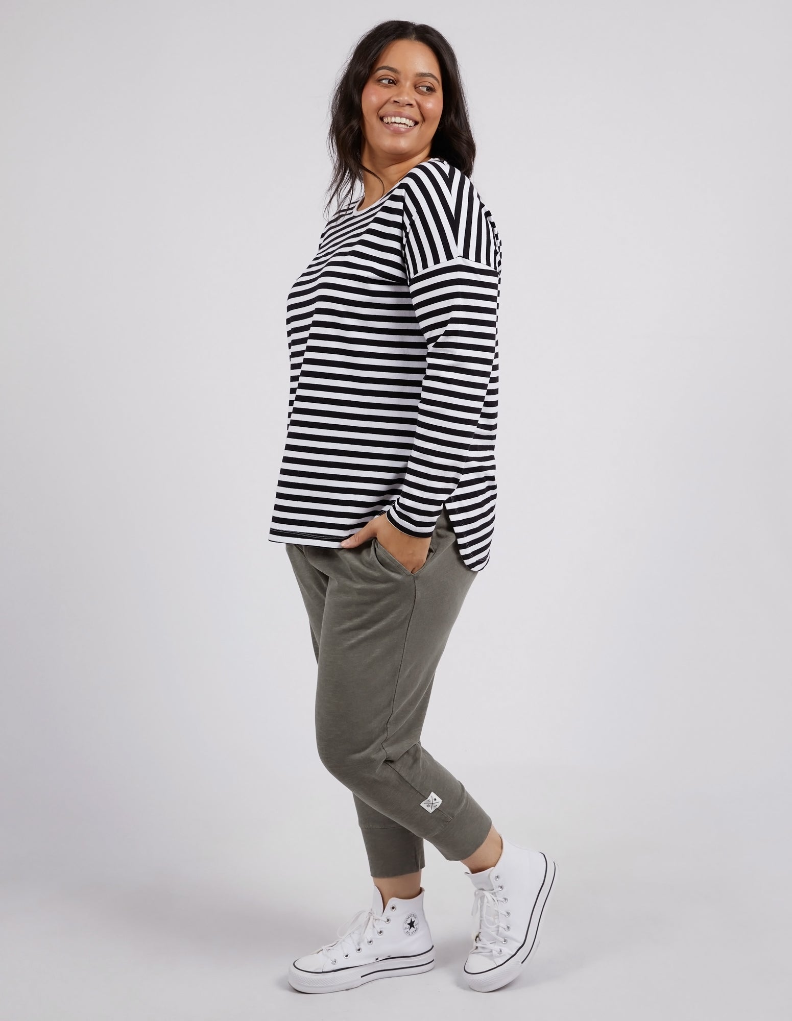 Lauren Long Sleeve Black & White Stripe