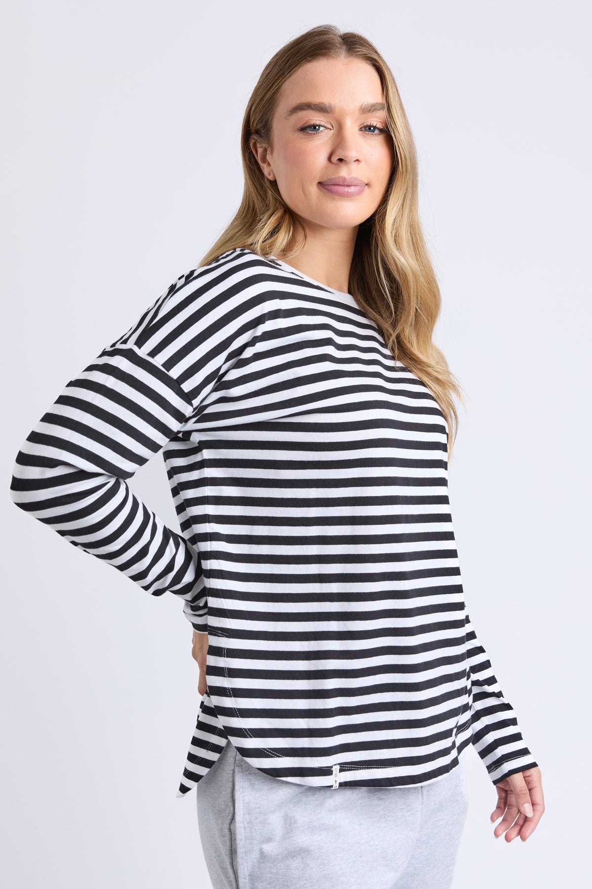 Lauren Long Sleeve Black & White Stripe