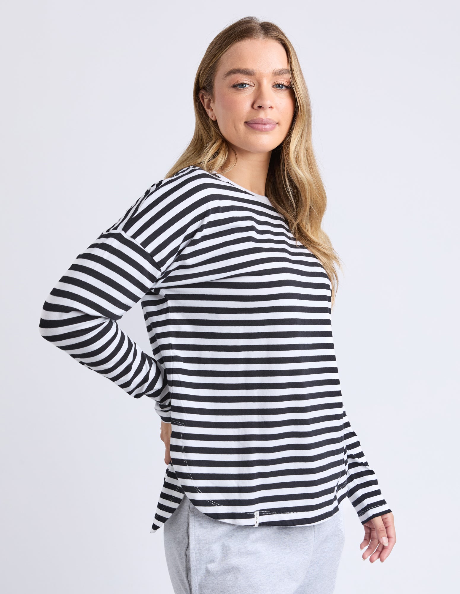 Lauren Long Sleeve Black & White Stripe