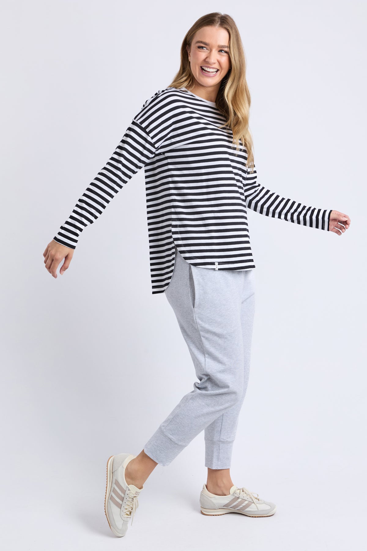 Lauren Long Sleeve Black & White Stripe